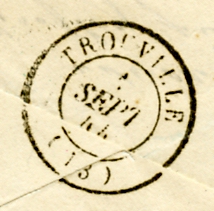 Cachet postal d’arrivée à Trouville, le 1er septembre 1844. (coll. part.)