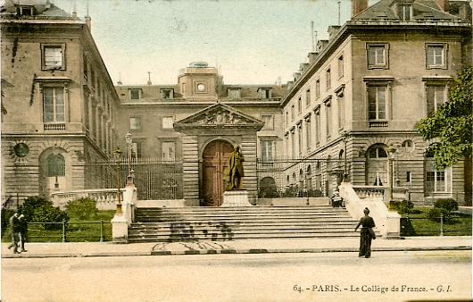 Entre princpale du Collge de France, rue des Ecoles.