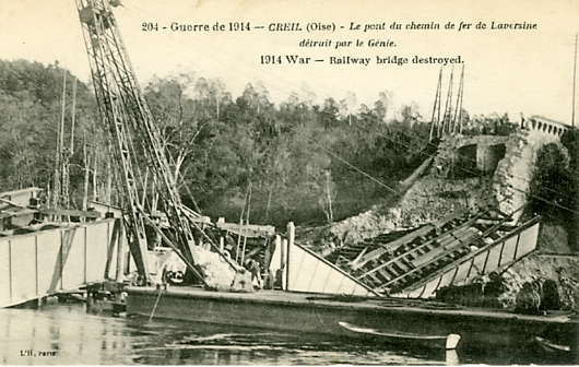 Pont de Creil détruit.