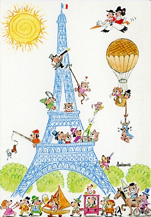 Levallois-Perret 1889-1989 : Centenaire de la Tour Eiffel. Cration BARBEROUSSE. Ed. Club des Crateurs et Cartophiles Contemporains, CPM d’une srie M17/37