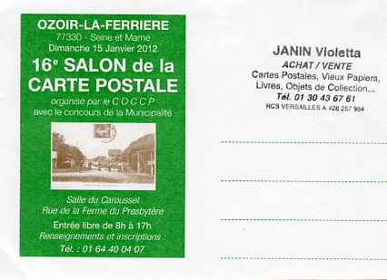 Annonce du 16me salon d’Ozoir-la-Ferrire, 15 janvier 2012, organis par le COCCP