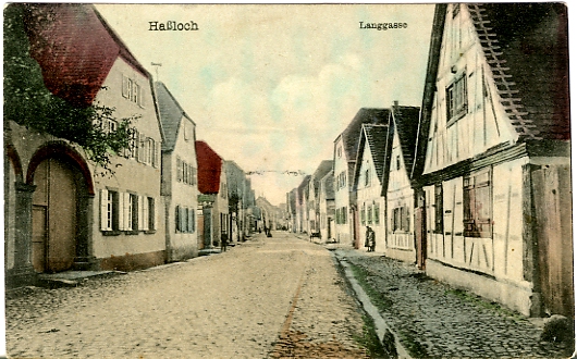 Hassloch, Langgasse, Grand-Rue. Carte expdie le 23/08/1919, correspondance en franais. Carte n°23222 de Rudolf Baer diteur, Hassloch. (coll. part.)