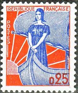 Marianne  la nef - 0,25 nouveaux francs