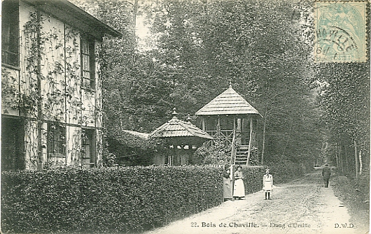 Restaurant sur la route de Morte Bouteille. Etang d’Ursine. Srie Bois de Chaville n° 22. CPA circule le 1/10/1906