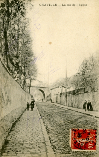 La rue de l’Eglise. CPA circule le 26 avril 1908 (coll. part.)