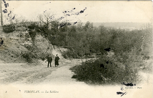 Le chemin montant  la Sablire. CPA n° 8. Ch. Barillot, Paris. Dos clair divis, circule le 19/7/1908.