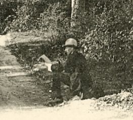 Un homme au chapeau, dans un bois prs de la Chaumire.