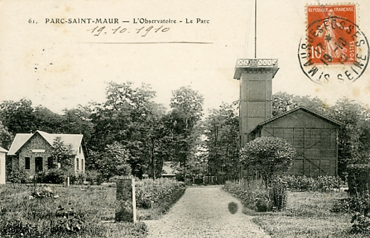 Le Parc de St Maur. L’Observatoire. Le parc. CPA Ed. ?? n° 61, dos blanc spar, circule le 19/10/1910 (coll. part.)