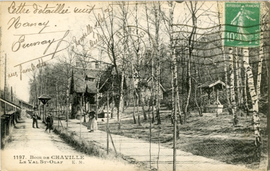 Le Val St Olaf. CPA E. Malcuit, collection Bois de Chaville n° 1197, circule le 18 aot 1923. Dos vert divis. (coll. part.)