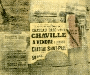 Dtail sur une affiche de mise en vente du chteau St Paul. appose sur le pilier du pont.