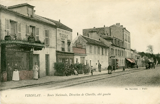 La boucherie des Arcades, puis les autres commerces. CPA colorie.