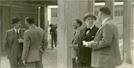 Auguste Perret (costume sombre) sur un chantier. Coll. pers. JLD