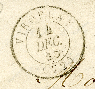 Cachet postal du bureau de Viroflay le 14 dcembre 1845. (coll. part.)