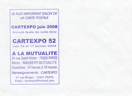 Annonce du Cartexpo 52, les 16-17 janvier 2009