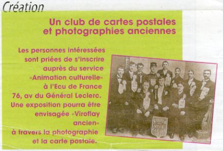 Annonce de la cration du club dans l’Echo de Viroflay (coll. part.)