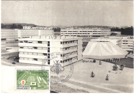 La nouvelle cole centrale de Paris  Chatenay-Malabry. Carte maximum avec cachet premier jour  l’abeille industrieuse.