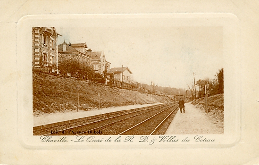 Les quais de la gare RD et les villas du coteau. Carte spia gaufre.