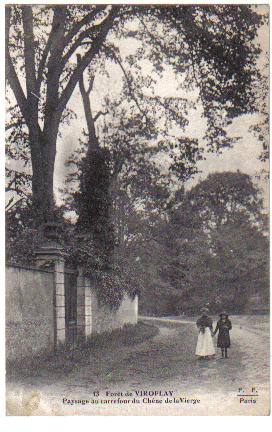 Le mur de la proprit Gaillon et la perspective sur le Chne de la Vierge et la route du Pav de Meudon vers 1905 (coll. part.)