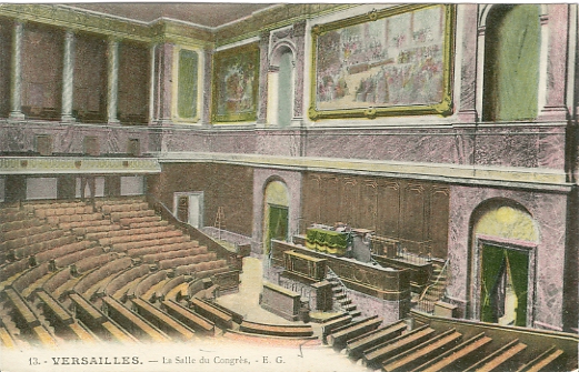 Salle de runion du Congrs, lieu des runions solennelles des assembles, pour les rformes constitutionnelles et pour l’lection du prsident de la Rpublique jusqu’ 1958. n°13 E.G., collection Gendreau. Dos vert divis, non circule. (coll. part.)