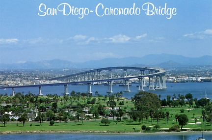 Vue depuis l’le du Coronado Bay Bridge, reliant la ville de San Diego, CA,  l’ile de Coronado.