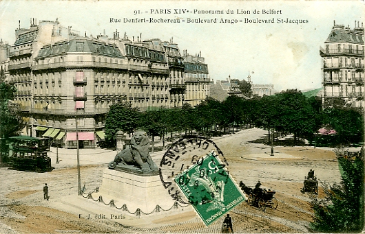 Statue du Lion de Belfort, place Denfert-Rochereau.