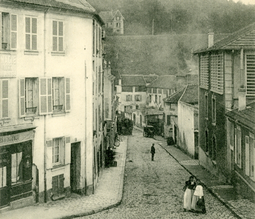 Détail de l’animation dans la rue du Doisu. On notera la vapeur d’eau - ou la fumée - venant d’une blanchisserie. Détail de l’animation dans la rue du Doisu. On notera la vapeur d’eau - ou la fumée - venant d’une blanchisserie.