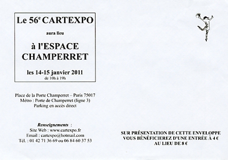 Annonce du 56me Cartexpo 14-15 janvier 2011