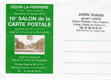 Annonce du 16ème salon d’Ozoir-la-Ferrière, 15 janvier 2012, organisé par le COCCP Annonce du 16ème salon d’Ozoir-la-Ferrière, 15 janvier 2012, organisé par le COCCP