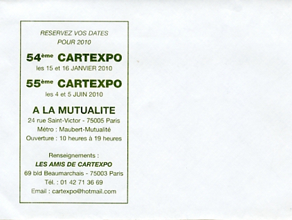 Annonce des Cartexpo 2010 : 54ème 15-16 janvier et 55ème 4-5 juin Annonce des Cartexpo 2010 : 54ème 15-16 janvier et 55ème 4-5 juin