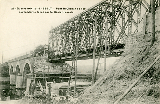 Rparation par le gnie d’un pont dtruit  Esbly.