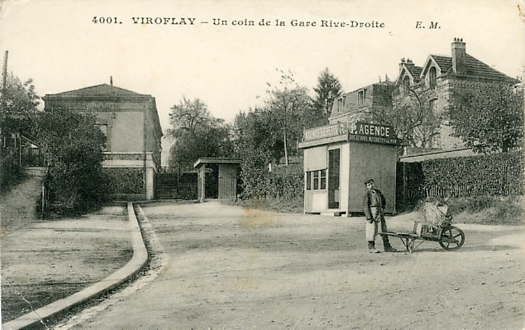 Un cantonnier prs de la cabane de l’agence immobilire Lepetit. La place n’ouvre pas encors  l’ouest vers la rue Gaug et l’av. Gouraud. CPA (coll. part.)