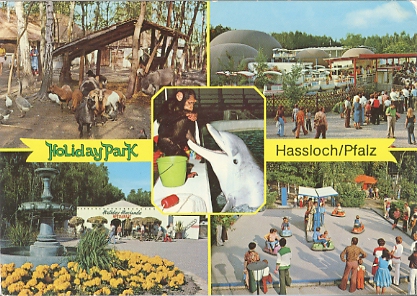 Multi-vues de Holiday Park. CPM n° xxx, éditeur Otto Jaenecke, 6700 Ludgwigshafen/Rhein. (Carte non circulée années 90. (coll. part.)