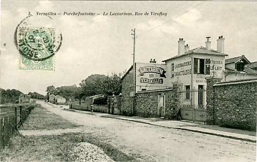 Le lactarium rue Yves le Coz. Un levage alimentait en lait frais les pouponnires du quartier. La route de Viroflay (on distingue au fond le remblai de la voie ferre) a t nomme rue Yves Le Coz en hommage  un ancien maire de Versailles. (coll. part.)