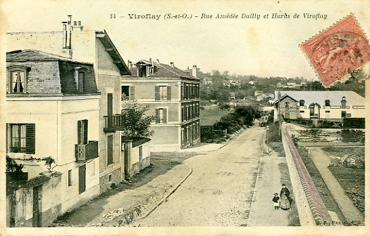 Rue Amde Dailly, ancien chemin de la Grce de Dieu. CPA circule lgrement colorie. Coll. part.