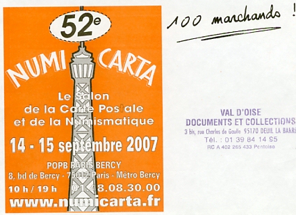 Annonce du 52ème Numicarta, les 14-15 septembre 2007 Annonce du 52ème Numicarta, les 14-15 septembre 2007