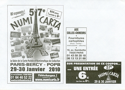 Annonce du 57ème Numicarta, les 29-30 janvier 2010 Annonce du 57ème Numicarta, les 29-30 janvier 2010