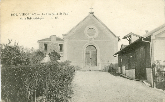 Au bout de la Marquette et en bordure de la voie ferre, la chapelle Saint Paul, maintenant dsaffecte, tait un lieu de culte de proximit pour les habitants de la Rive Droite. Sur la droite, une srie de garages. Sa construction est attribue  la famille Hazard. (coll. part.)