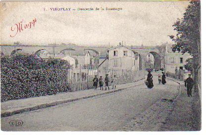 La descente de la Saussaye vers les Arcades. Carte publicitaire Maggi. (coll. part.)