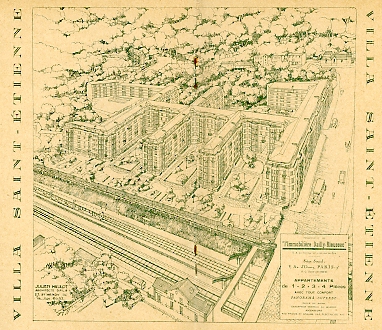 Encart publicitaire de vente d’appartements dans les immeubles Sully et Vauban prs de la gare rive gauche (1932) construits sur le parc de la Villa Saint Etienne. Double-clic pour agrandir (coll.part.)