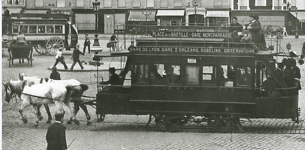 Dtail du tram amricain. Les arrts de la ligne correspondent  l’actuel bus RATP 91.