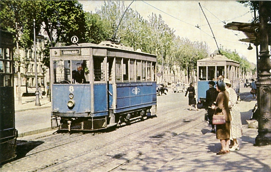 Deux trams avenue de Saint Cloud  Versailles.