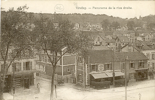 Vue du carrefour Saussaye-Route Nationale prise depuis le viaduc de chemin de fer. (coll. part.)